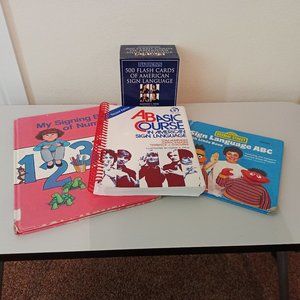 ASL Sign Language Signing Linda Bove ABC Numbers Books Basic Course Flash Cards